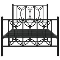 Bedframe met hoofd- en voeteneinde metaal zwart 75x190 cm - thumbnail