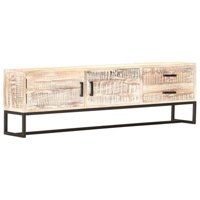 Tv-meubel 140x30x45 cm massief acaciahout wit