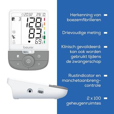 Beurer BM53 Bloeddrukmeter met AFIB Detectie Wit/Grijs Beurer BM53 Bloeddrukmeter met AFIB Detectie Wit/Grijs