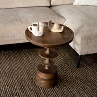 Dutchbone Ronde Bijzettafel 'Cath' Mangohout, 46cm, kleur Walnoot - thumbnail