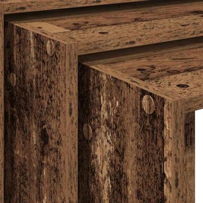 3-delige Tafeltjesset bewerkt hout oud houtkleurig