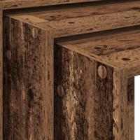 3-delige Tafeltjesset bewerkt hout oud houtkleurig - thumbnail