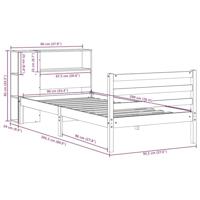 Bed met boekenkast zonder matras grenenhout wit 90x200 cm - thumbnail