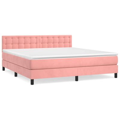 Boxspring met matras fluweel roze 180x200 cm