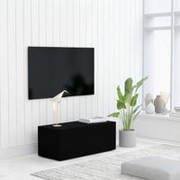 Tv-meubel 80x34x30 cm bewerkt hout zwart - thumbnail