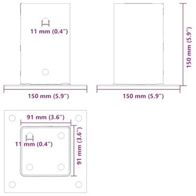 Spokkels vierkant 12 st 91x91 mm antraciet staal gepoedercoat