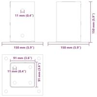 Spokkels vierkant 12 st 91x91 mm antraciet staal gepoedercoat - thumbnail