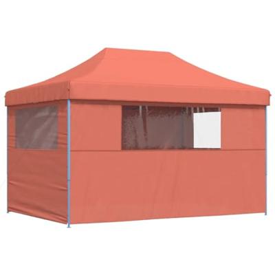 Partytent inklapbaar pop-up met 4 zijwanden terracottakleurig Partytent inklapbaar pop-up met 4 zijwanden terracottakleurig