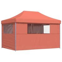 Partytent inklapbaar pop-up met 4 zijwanden terracottakleurig - thumbnail
