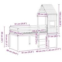 Hoogslaper met dak massief grenenhout wasbruin 90x190 cm - thumbnail