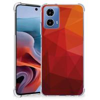 Shockproof Case voor Motorola Moto G34 Polygon Red - thumbnail