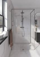 Saqu Syra douchecabine met schuifdeur incl. antikalk 100x90cm geborsteld grijs - thumbnail