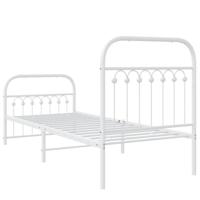 Bedframe met hoofd- en voeteneinde metaal wit 80x200 cm - thumbnail