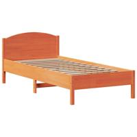 Bed met boekenkast zonder matras grenenhout wasbruin 75x190 cm - thumbnail