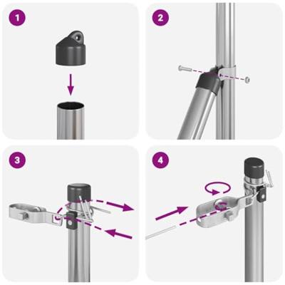 VidaXL Afrasteringspaal 7 pcs zilver staal