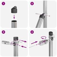 VidaXL Afrasteringspaal 7 pcs zilver staal - thumbnail