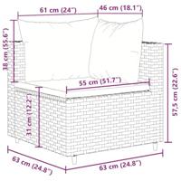 10-delige Loungeset met kussens poly rattan zwart - thumbnail
