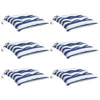 VidaXL Stoelkussens 6 st 50x50x7 cm stof gestreept wit en blauw - thumbnail