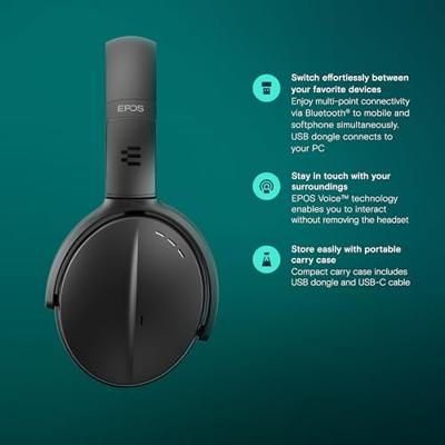EPOS ADAPT 560 II On Ear headset Draadloos, Bluetooth Stereo Zwart Noise Cancelling, Ruisonderdrukking (microfoon) Headset, Volumeregeling Telefoon EPOS ADAPT 560 II On Ear headset Draadloos, Bluetooth Stereo Zwart Noise Cancelling, Ruisonderdrukking (microfoon) Headset, Volumeregeling Telefoon