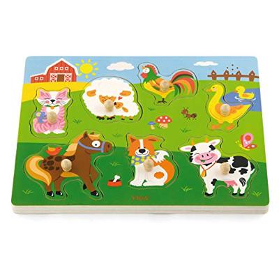 VIGA hout legpuzzel met geluid, boerderijdieren, afm 33x22,5x3 cm, 1 stuk - thumbnail