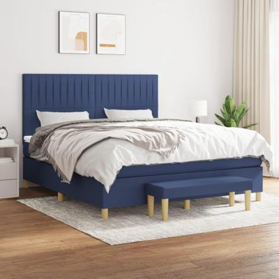 Boxspring met matras stof blauw 180x200 cm