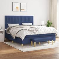 Boxspring met matras stof blauw 180x200 cm - thumbnail