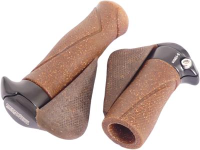 Ergotec Handvatpaar mf1 kurk / aluminium 130+87 mm - bruin / zwart