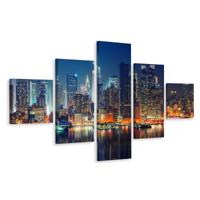 Schilderij - Skyline van Manhatten, NYC, 5luik, premium print - thumbnail