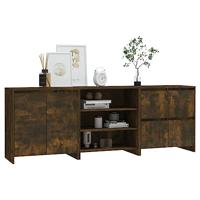 3 st Dressoirs bewerkt hout gerookt eikenkleurig - thumbnail