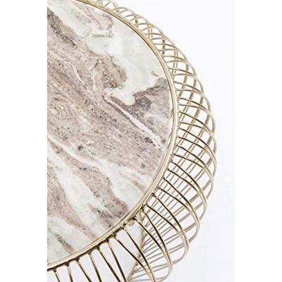 Kare Bijzettafel Beam Grijs Marmer Messing 43cm