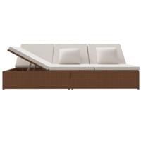 Ligbed met kussens converteerbaar poly rattan bruin - thumbnail