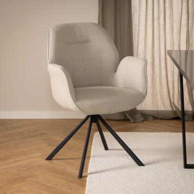 Bendt Draaibare Eetkamerstoel 'Chandler' Stof, kleur Beige Bendt Draaibare Eetkamerstoel 'Chandler' Stof, kleur Beige