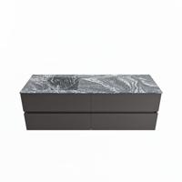 MONDIAZ VICA-DLUX 150cm badmeubel onderkast Dark grey 4 lades. Inbouw wastafel CLOUD links zonder kraangat, kleur Lava. - thumbnail