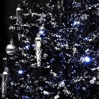 Kerstboom sneeuwend met paraplubasis 140 cm PVC zwart - thumbnail