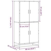 Hoge kast 68x35x139 cm bewerkt hout bruin eikenkleurig - thumbnail