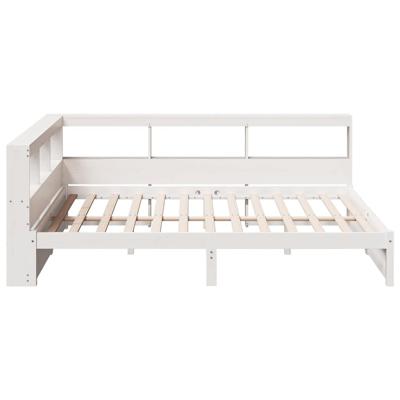 Bed met boekenkast zonder matras grenenhout wit 150x200 cm - thumbnail