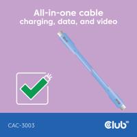 club3D USB-C-kabel USB-C stekker 2.00 m Blauw CAC-3003 - thumbnail