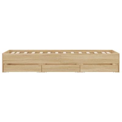 Bedframe met lades bewerkt hout sonoma eikenkleurig 100x200 cm - thumbnail