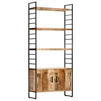 Boekenkast met 4 schappen 80x30x180 cm ruw mangohout - thumbnail