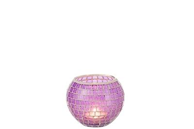 J-Line kaarshouder Mozaiek Rond - glas - paars - large