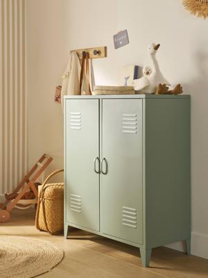 Lage metalen kast, 2 deuren groen