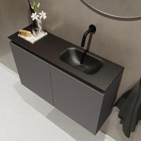 MONDIAZ TURE 80cm toiletmeubel dark grey. EDEN wastafel urban rechts geen kraangat - thumbnail