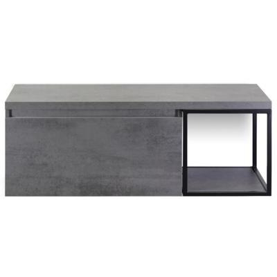 Frozen Badmeubelset 120 cm - Greeplijst in Kleur - Zwart Frame - Wastafelbovenblad Beton Antra