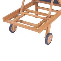 Ligbed inklapbaar met wielen massief teakhout en textileen - thumbnail