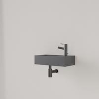 Fontein Gliss Design Nano 36x18x9 cm 1 Kraangat Rechts Leigrijs - thumbnail