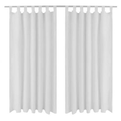 VidaXL Micro-satijnen gordijnen met ringen 140 x 225 cm 2 stuks (wit)