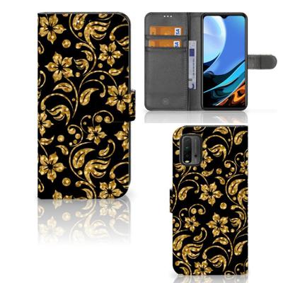 Xiaomi Redmi 9T | Poco M3 Hoesje Gouden Bloemen Xiaomi Redmi 9T | Poco M3 Hoesje Gouden Bloemen
