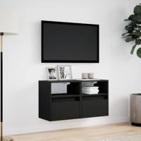 Tv-wandmeubels met LED-verlichting 2 st 41x31x45 cm zwart - thumbnail