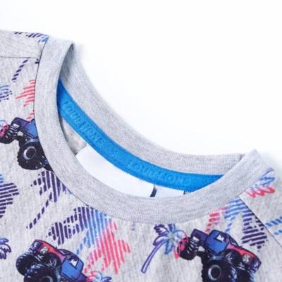 Kindershirt met monstertruckprint 92 gemleerd grijs - thumbnail