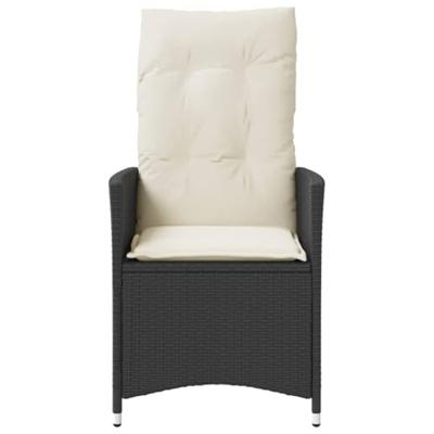 Tuinstoelen 2 st verstelbaar met kussens poly rattan zwart - thumbnail